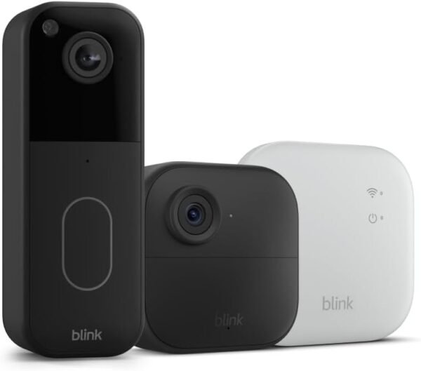 All-new Blink Video Doorbell + Outdoor 4 XR– Wireless smart security cameras, two-year battery life, go up to 400 feet from your home with extended range. Sync Module XR included.