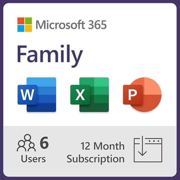 Microsoft 365 Family | Renewal 12-Month Subscription | Up to 6 People | Office Word, Excel, PowerPoint | 1TB OneDriveCloud Storage | PC/Mac Instant Download